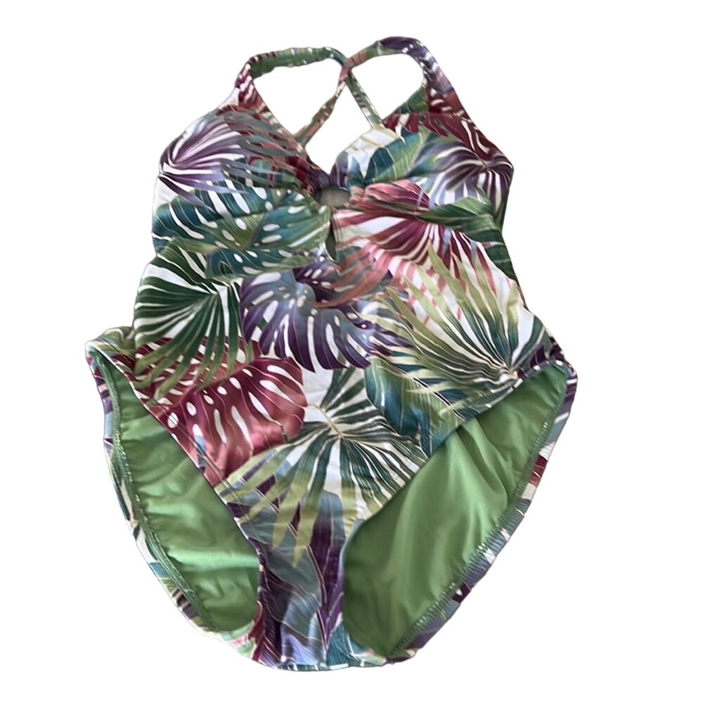 Bleu Rod Beattie Tropical Print One Piece Swimsuit Woman Size 8 NWT